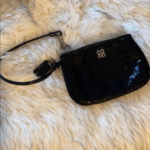Black sequin coach wristlet